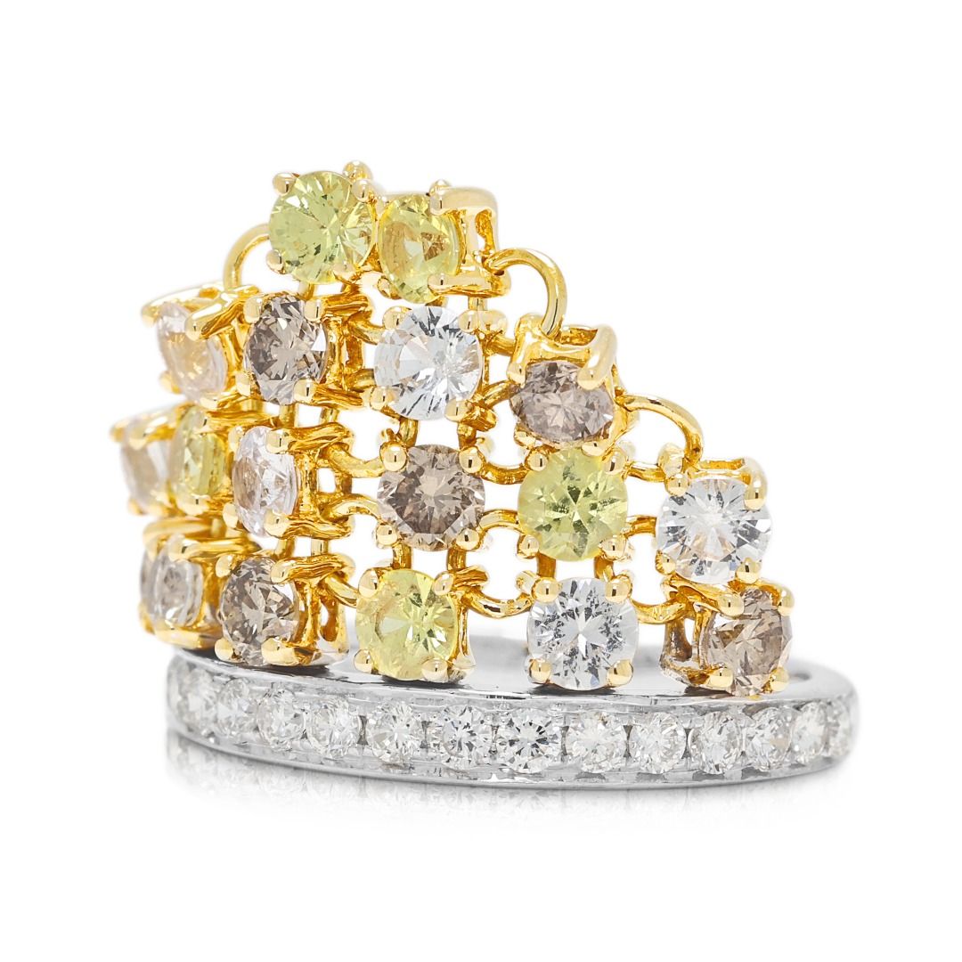 Opulent 1.03ct Sapphire & Diamond Channel-Set Vintage Ring in 18K Two-Toned Gold
