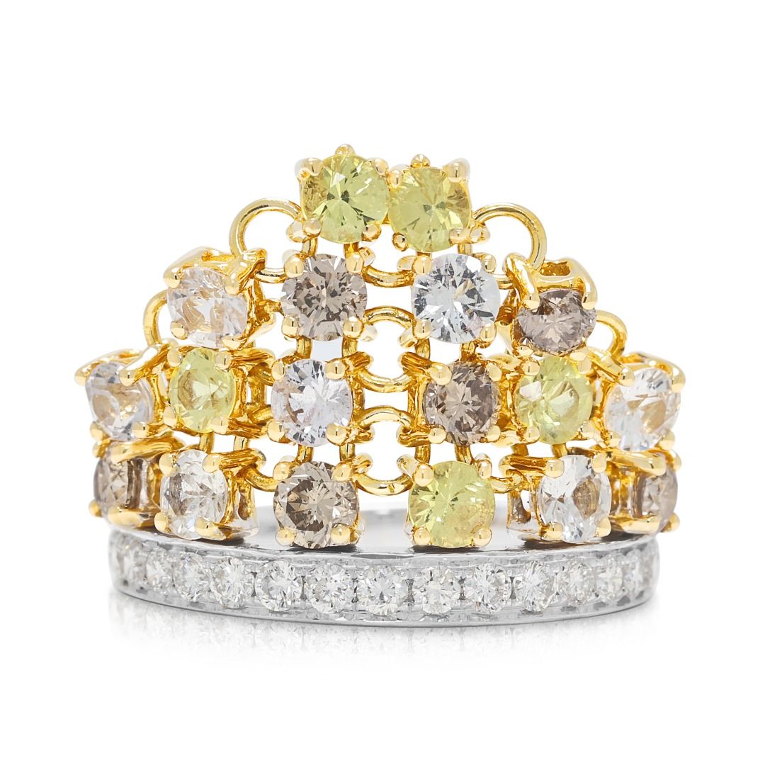 Opulent 1.03ct Sapphire & Diamond Channel-Set Vintage Ring in 18K Two-Toned Gold