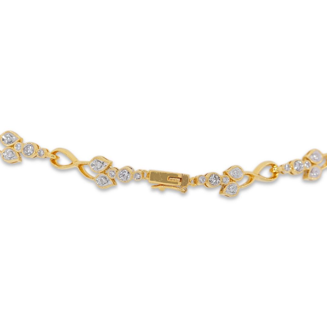 Opulent 2.91ct Natural Diamond Floral Necklace in 18K Yellow Gold