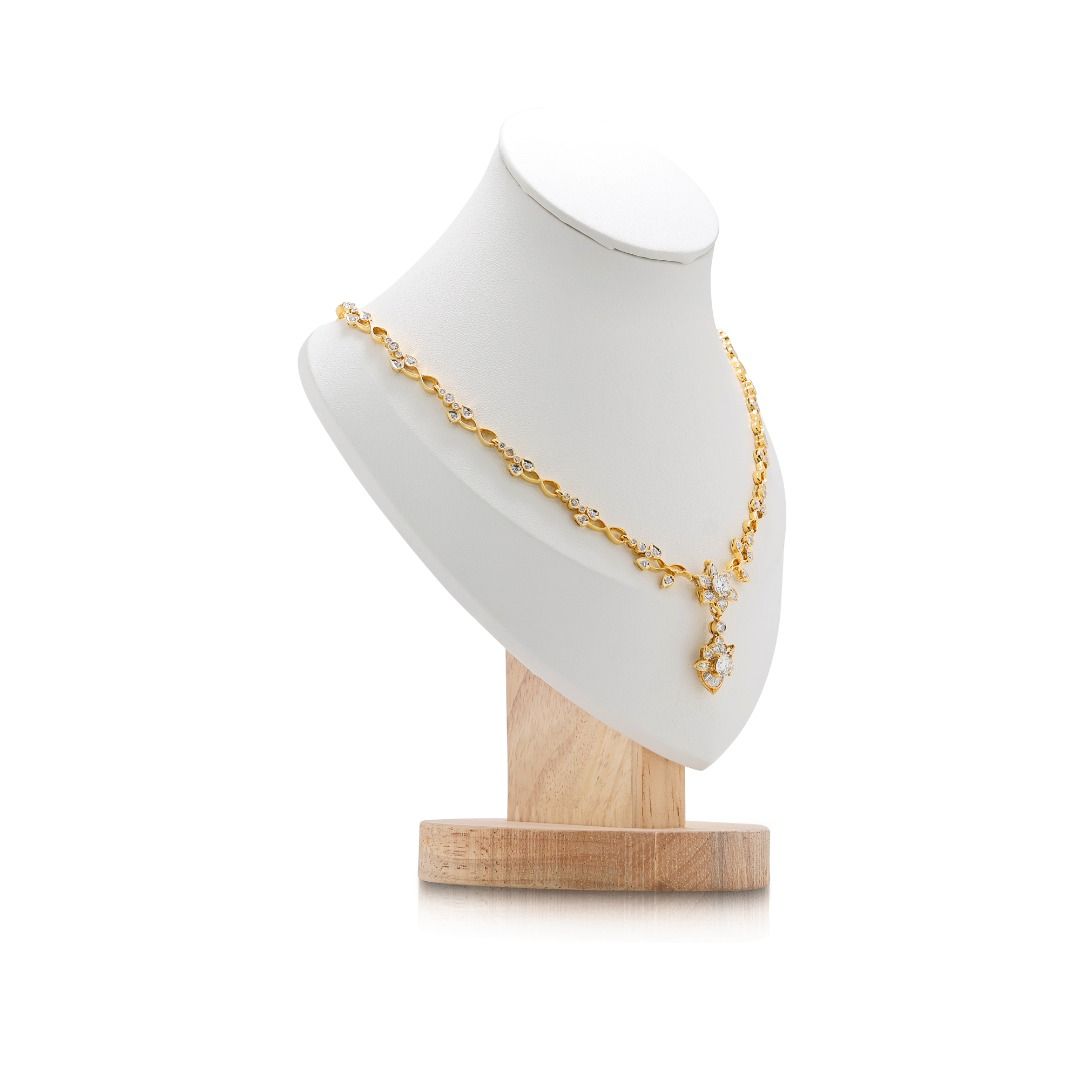 Opulent 2.91ct Natural Diamond Floral Necklace in 18K Yellow Gold