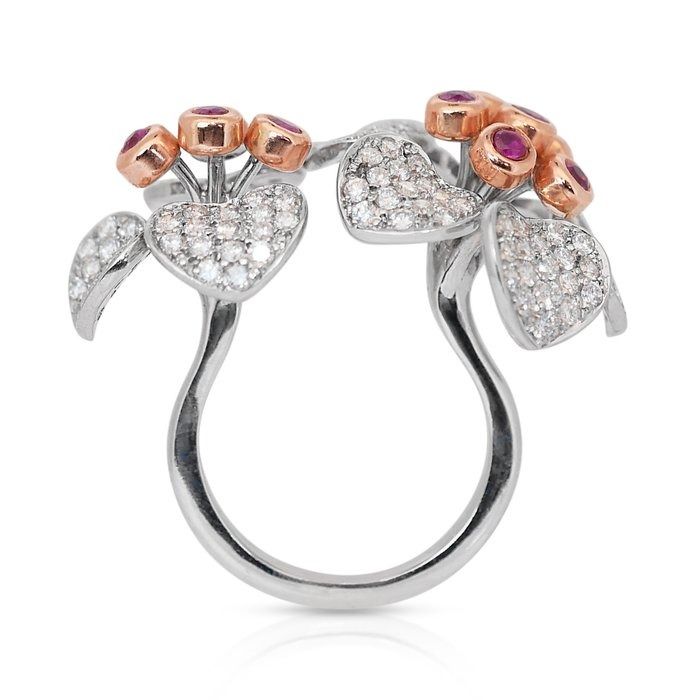 Opulent 3.62ct Ruby & Diamond Ring in 14K White Gold - IGI Certified