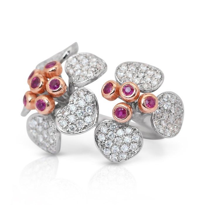 Opulent 3.62ct Ruby & Diamond Ring in 14K White Gold - IGI Certified