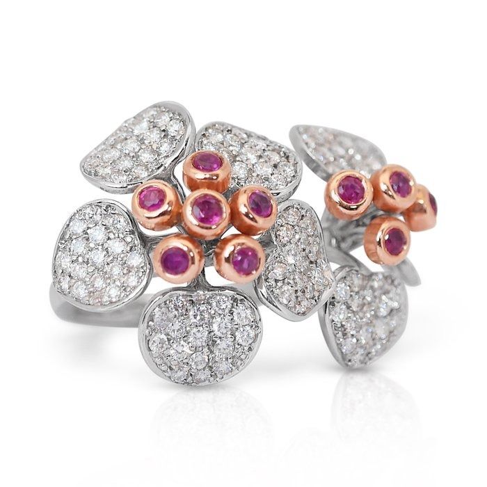 Opulent 3.62ct Ruby & Diamond Ring in 14K White Gold - IGI Certified