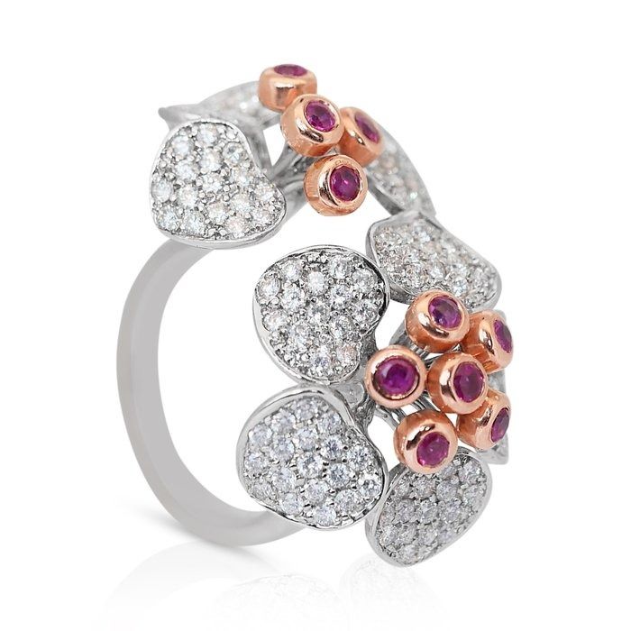 Opulent 3.62ct Ruby & Diamond Ring in 14K White Gold - IGI Certified