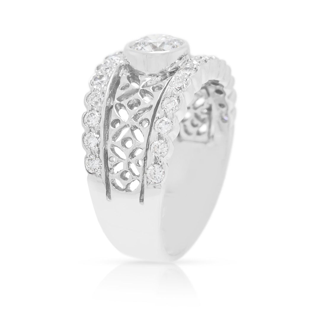 Ornate 0.56ct Diamond Ring in 18K White Gold