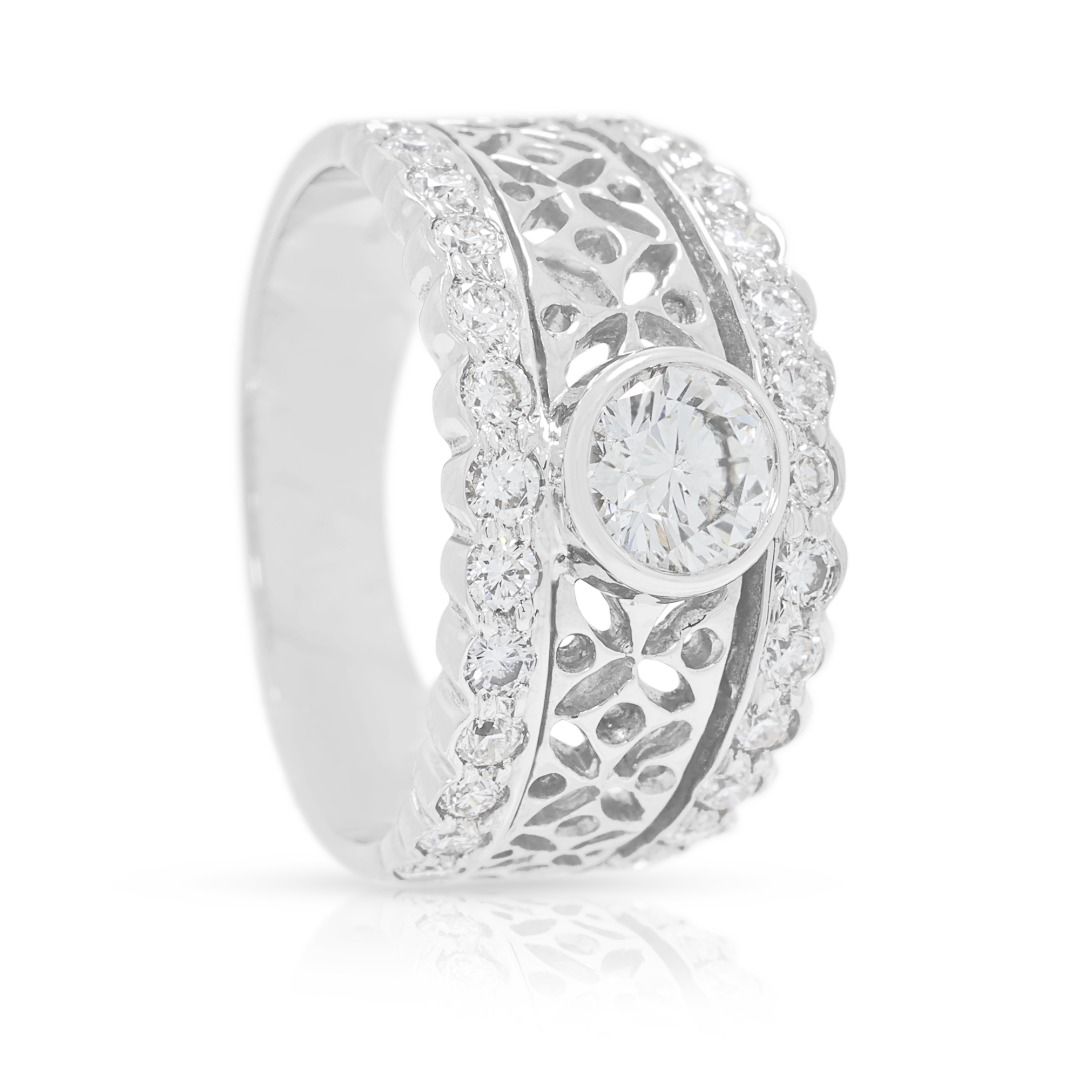 Ornate 0.56ct Diamond Ring in 18K White Gold