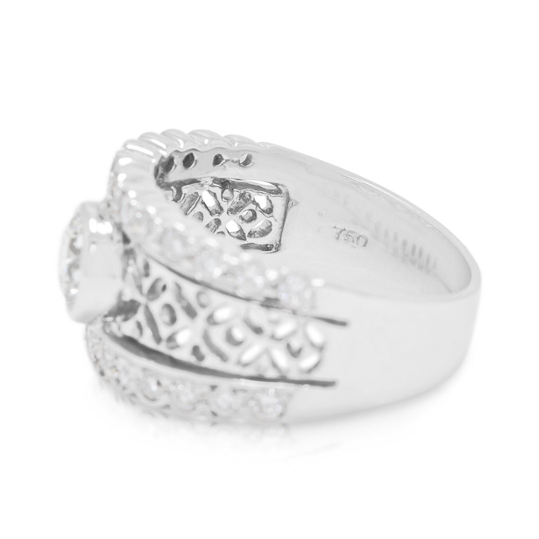 Ornate 0.56ct Diamond Ring in 18K White Gold