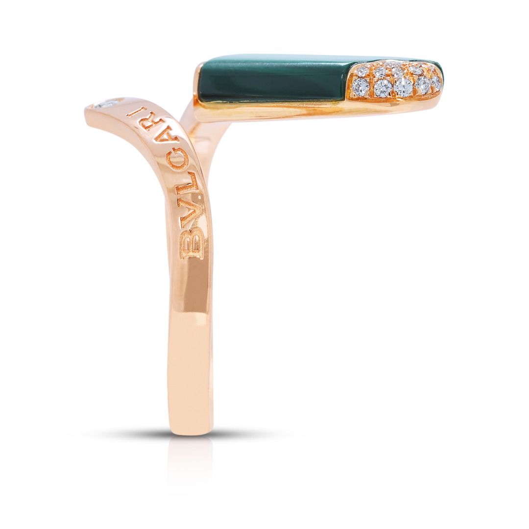 Playful 0.54ct Bvlgari Gelati Malachite & Diamond Ring in 18K Rose Gold (Full Set with Certificate)