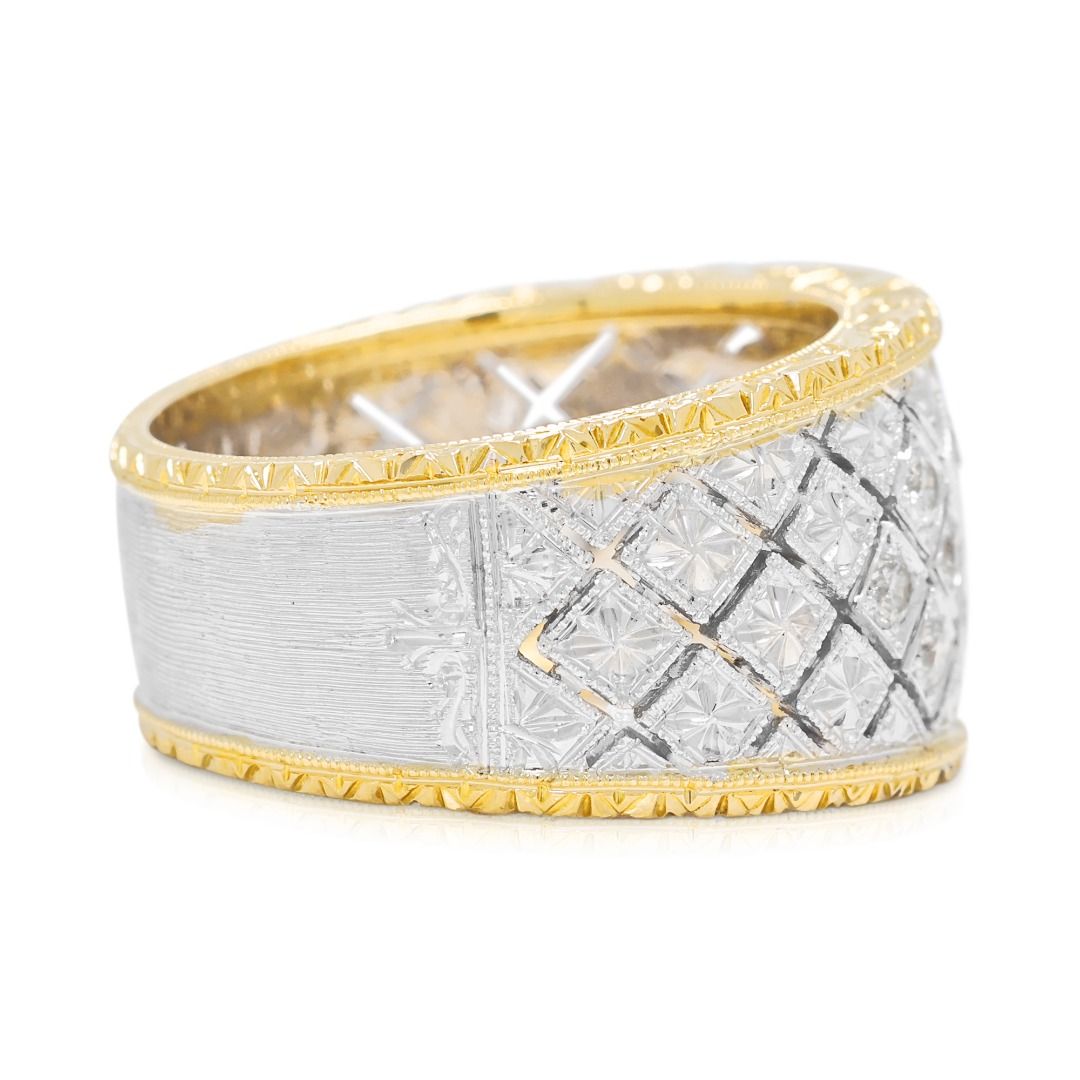 Precious 0.32ct Diamond Lattice Ring in 18K Two-Toned Gold