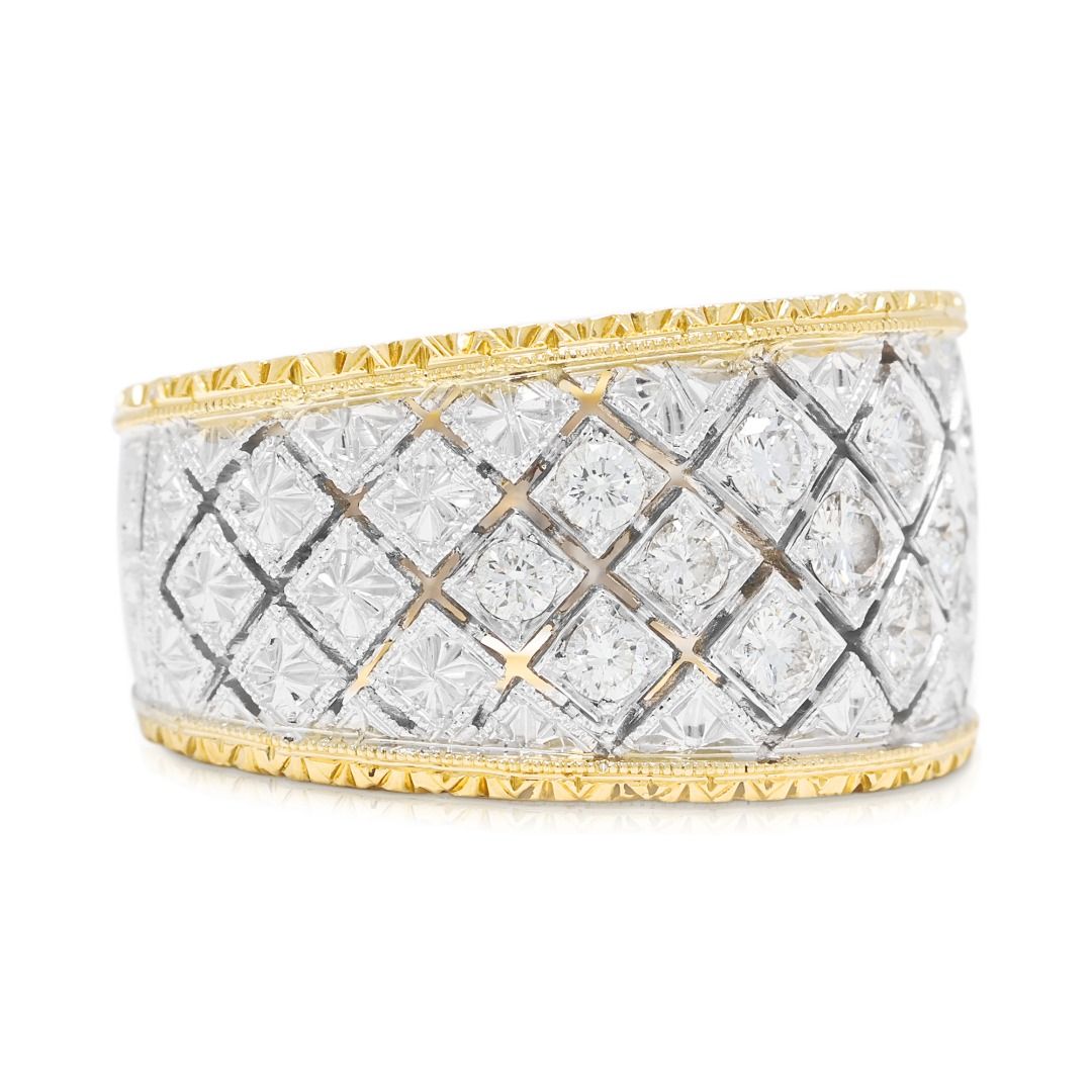 Precious 0.32ct Diamond Lattice Ring in 18K Two-Toned Gold