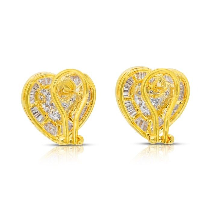 Precious 2.37ct Diamonds Heart-Shaped Earrings in 18k Yellow & White Gold - IGI Certified