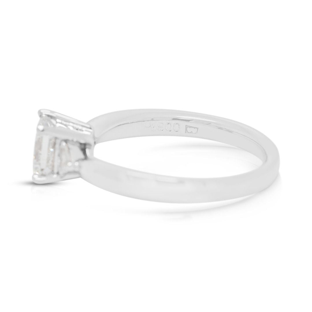 Prestigious 0.79ct Natural Diamond Three-Stone Ring in Platinum - GIA Certified