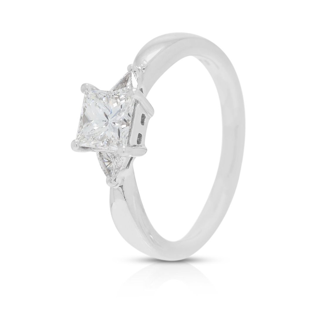 Prestigious 0.79ct Natural Diamond Three-Stone Ring in Platinum - GIA Certified