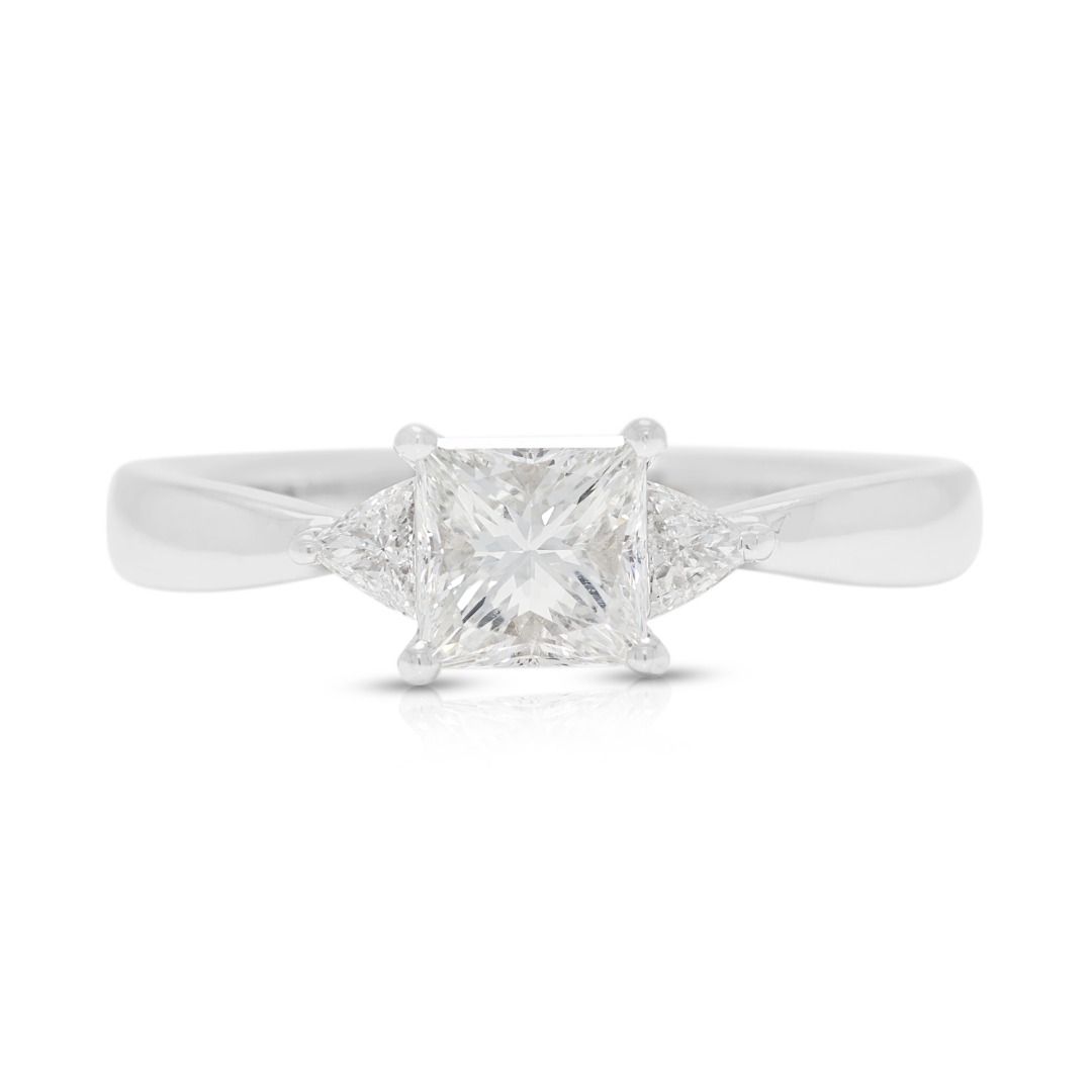 Prestigious 0.79ct Natural Diamond Three-Stone Ring in Platinum - GIA Certified
