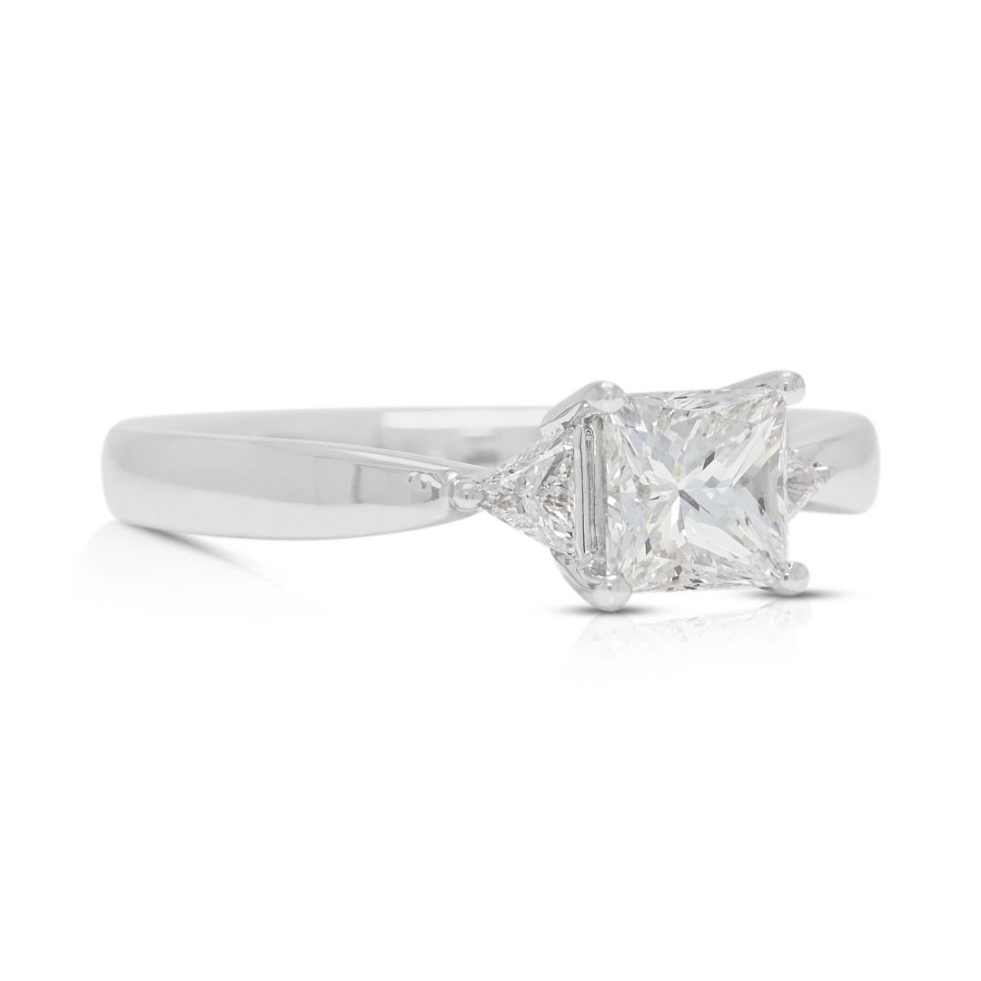 Prestigious 0.79ct Natural Diamond Three-Stone Ring in Platinum - GIA Certified