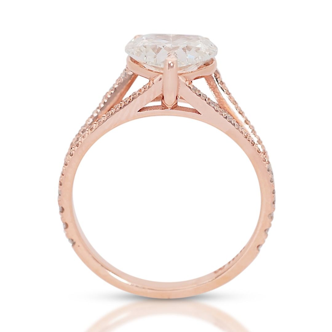 Pretty 2.03ct Diamond Pave Ring in 18K Rose Gold