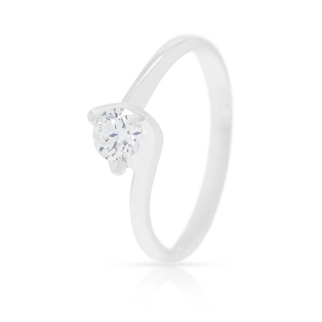 Primal 0.30ct Natural Diamond Round Brilliant Bypass Solitaire in 18K White Gold