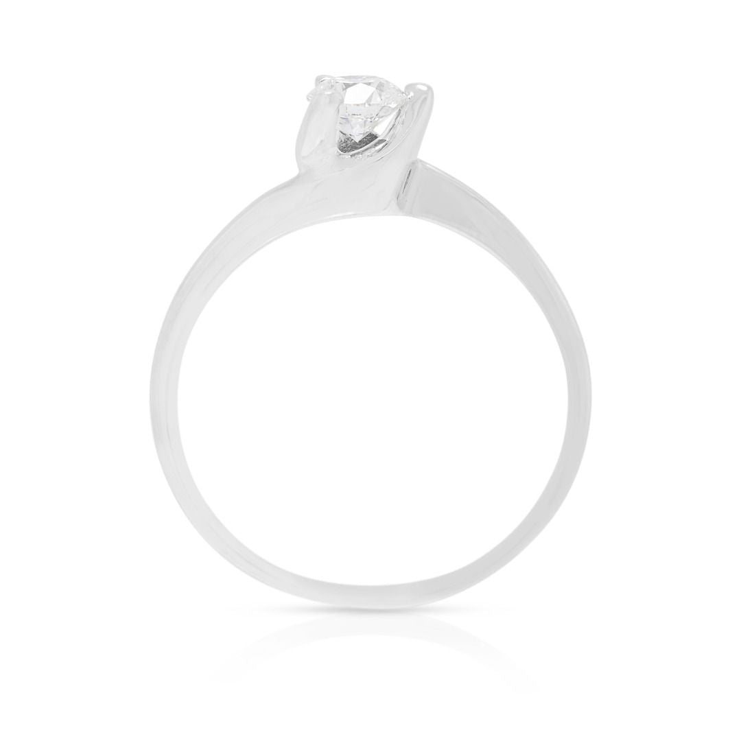 Primal 0.30ct Natural Diamond Round Brilliant Bypass Solitaire in 18K White Gold