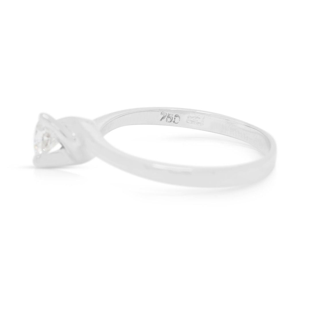 Primal 0.30ct Natural Diamond Round Brilliant Bypass Solitaire in 18K White Gold