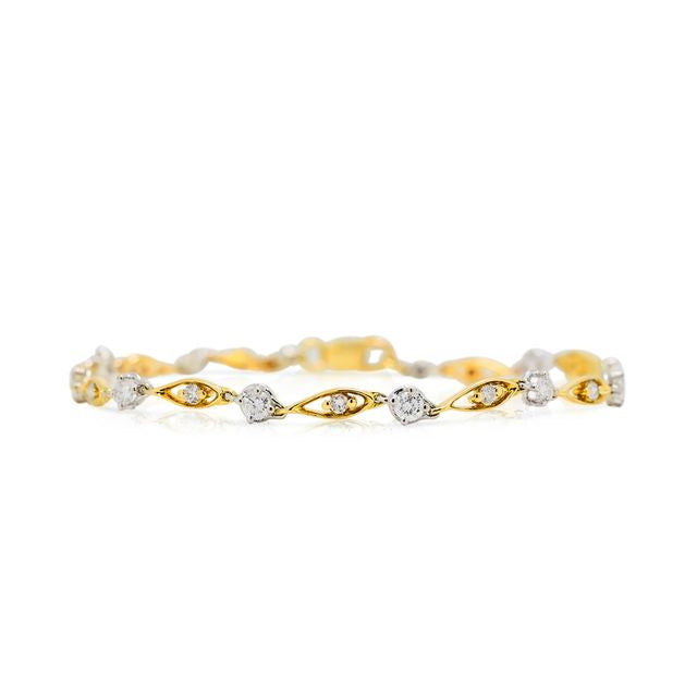 Exquisite 0.68ct Natural Diamond Bracelet in 18K Two-Toned Gold (New)