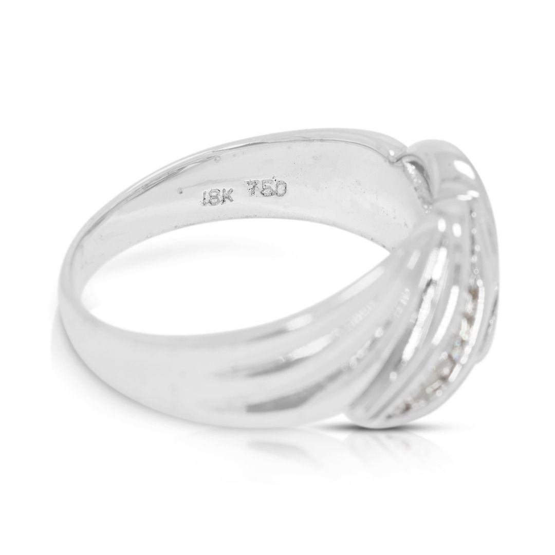 Radiant 0.28ct Natural Diamond Tapered Wave Ring in 18K White Gold