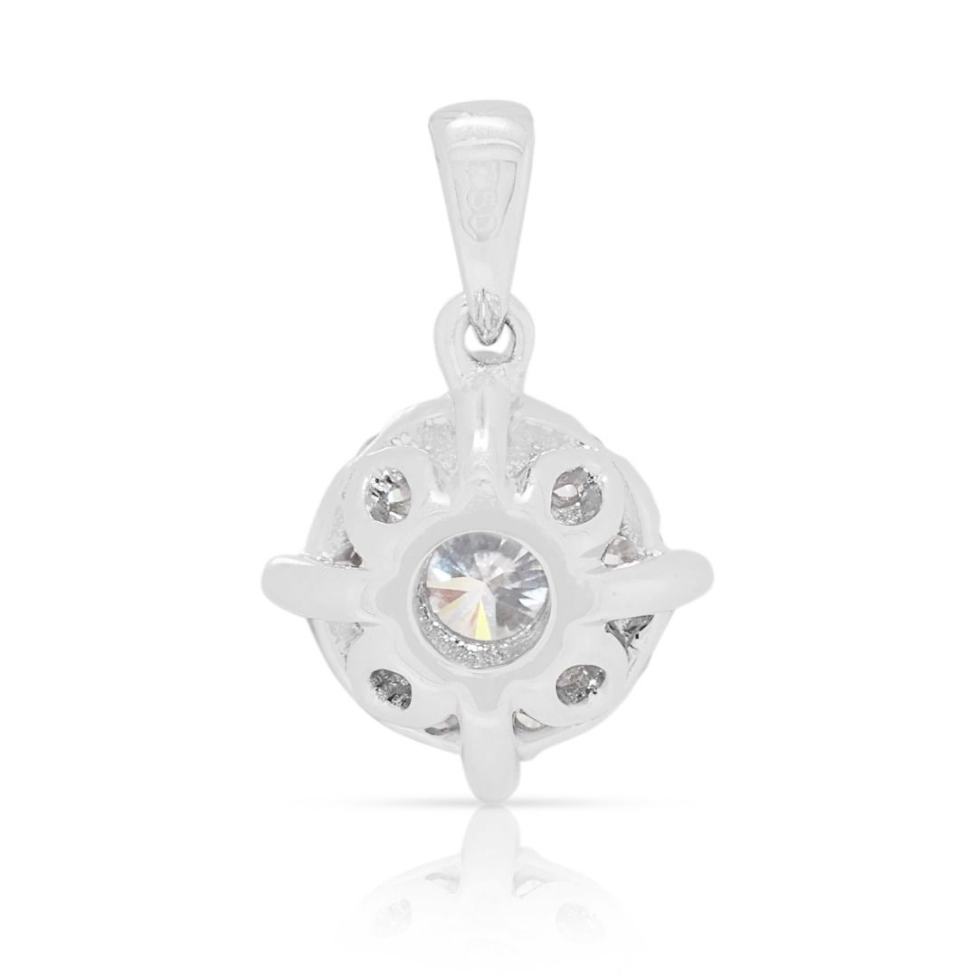 Radiant 0.34ct Natural Diamond Cluster Pendant in 18k White Gold