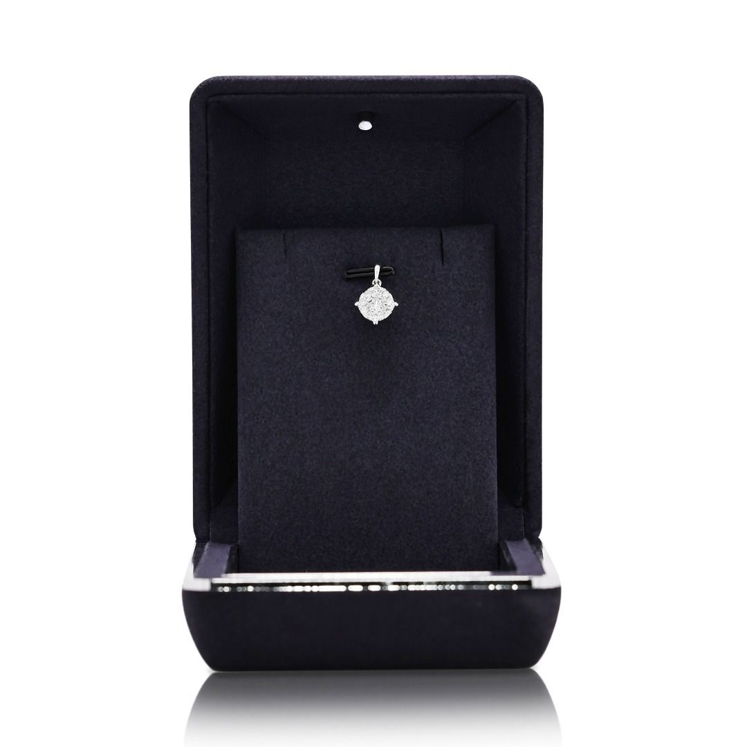 Radiant 0.34ct Natural Diamond Cluster Pendant in 18k White Gold