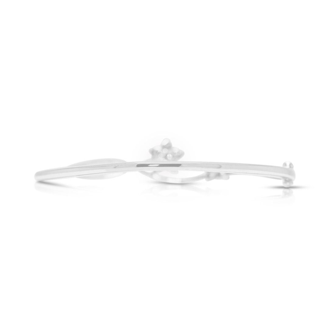 Radiant 0.40ct Natural Diamond Floral Bypass Bangle in 18k White Gold