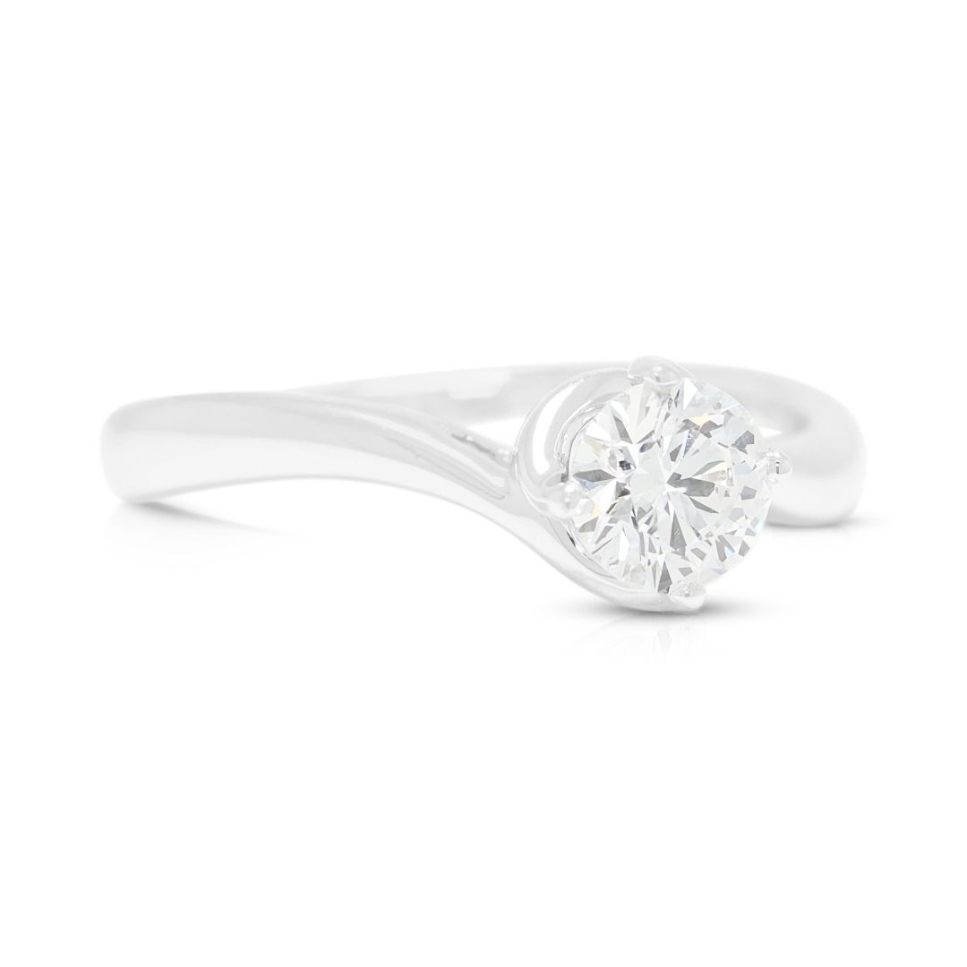 Radiant 0.50ct Natural Diamond Love & Co. Solitaire Ring in 18K White Gold (New-Unworn) - IGI Certified