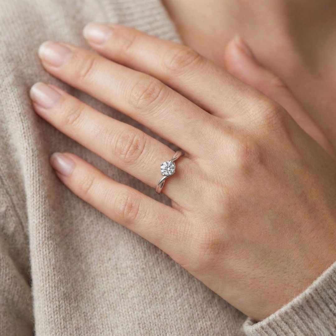 Radiant 0.50ct Natural Diamond Love & Co. Solitaire Ring in 18K White Gold (New-Unworn) - IGI Certified