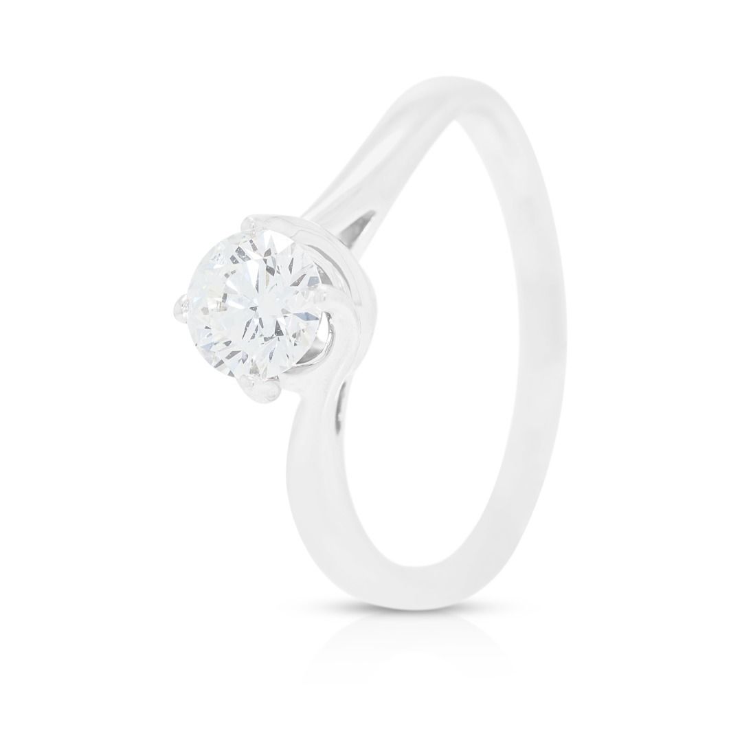 Radiant 0.50ct Natural Diamond Love & Co. Solitaire Ring in 18K White Gold (New-Unworn) - IGI Certified