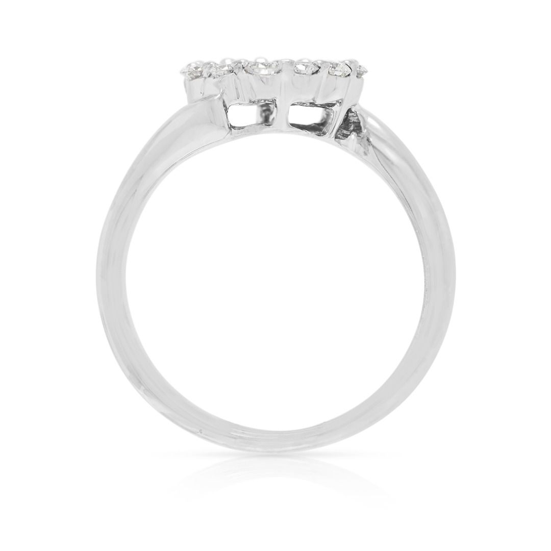 Radiant 0.54ct Natural Diamond Floral Cluster Ring in 18K White Gold