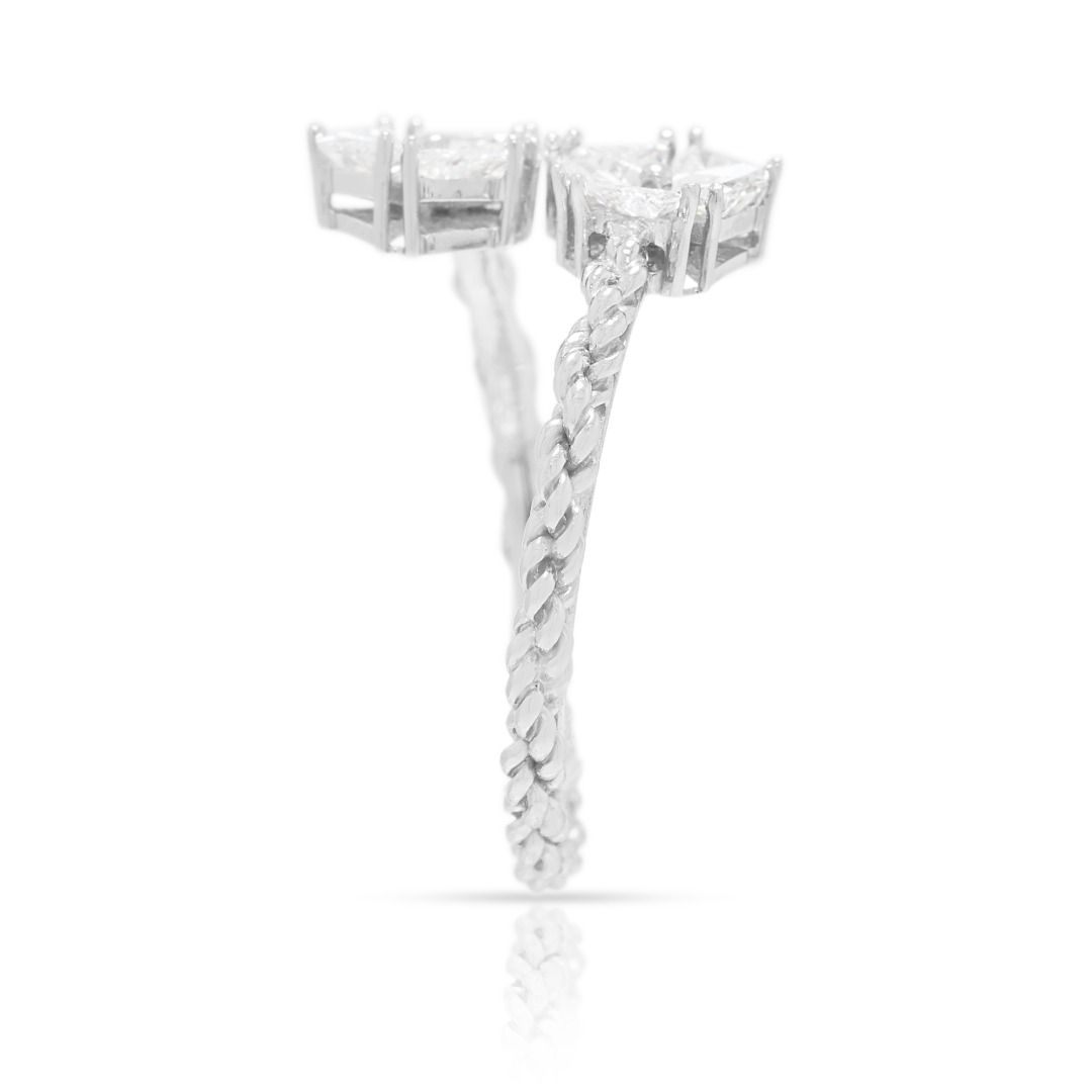 Radiant 0.58ct Natural Diamond Trillion Cut Cluster Ring in 18K White Gold