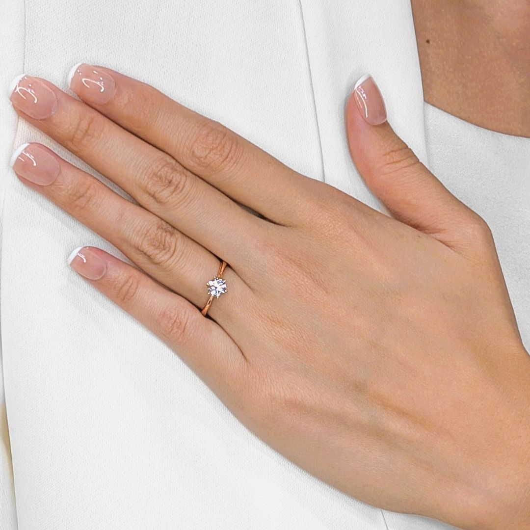 Radiant 0.70ct Natural Diamond Solitaire Ring in 18K Rose Gold (Destinee Lee Hwa) - GIA Certified