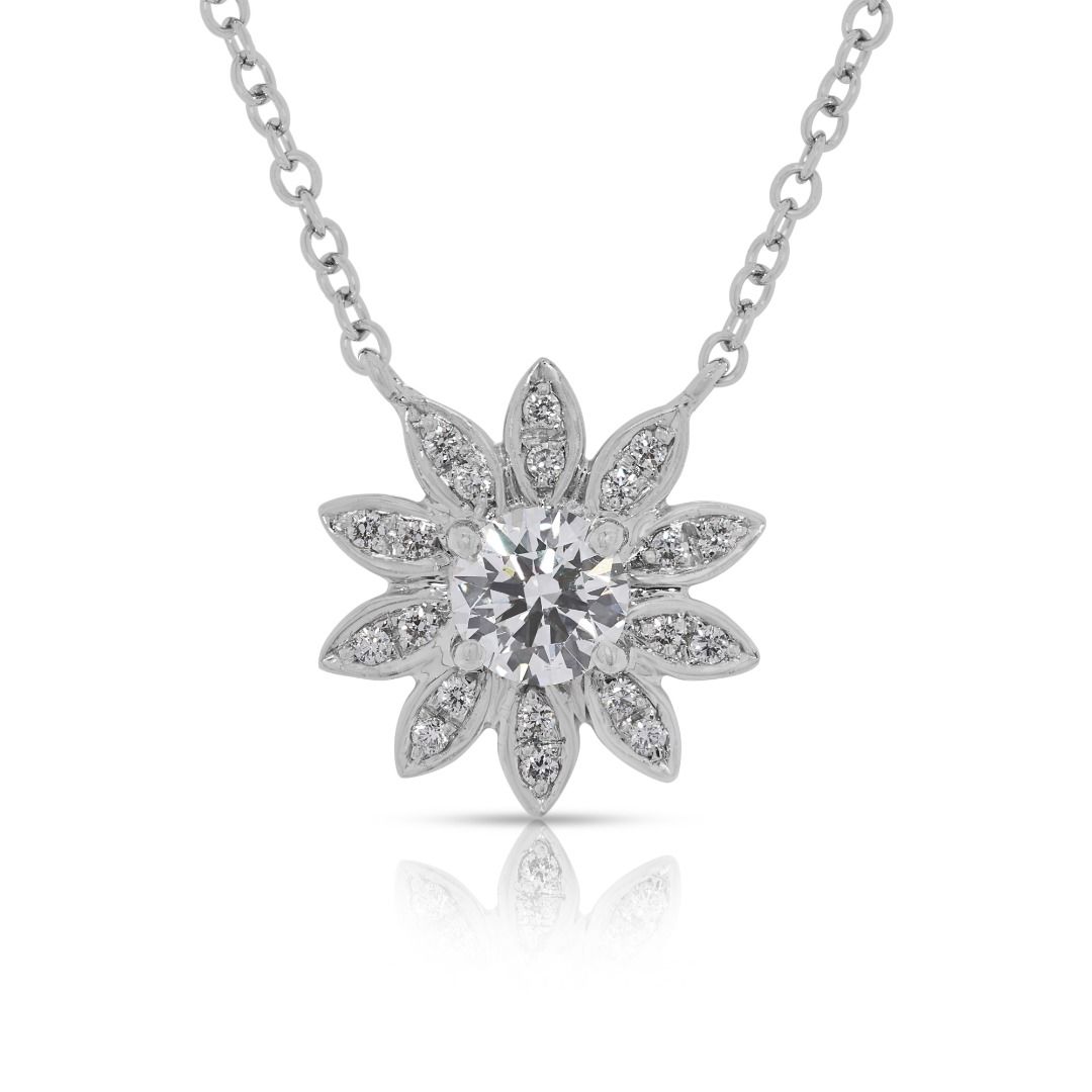 Radiant 0.75ct GIA-Certified Diamond Flower Necklace in 18K White Gold - GIA Certificate