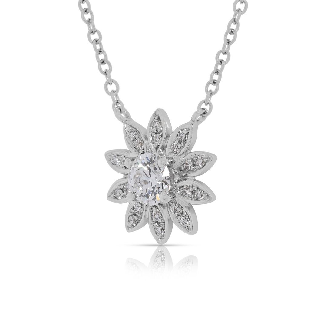Radiant 0.75ct GIA-Certified Diamond Flower Necklace in 18K White Gold - GIA Certificate