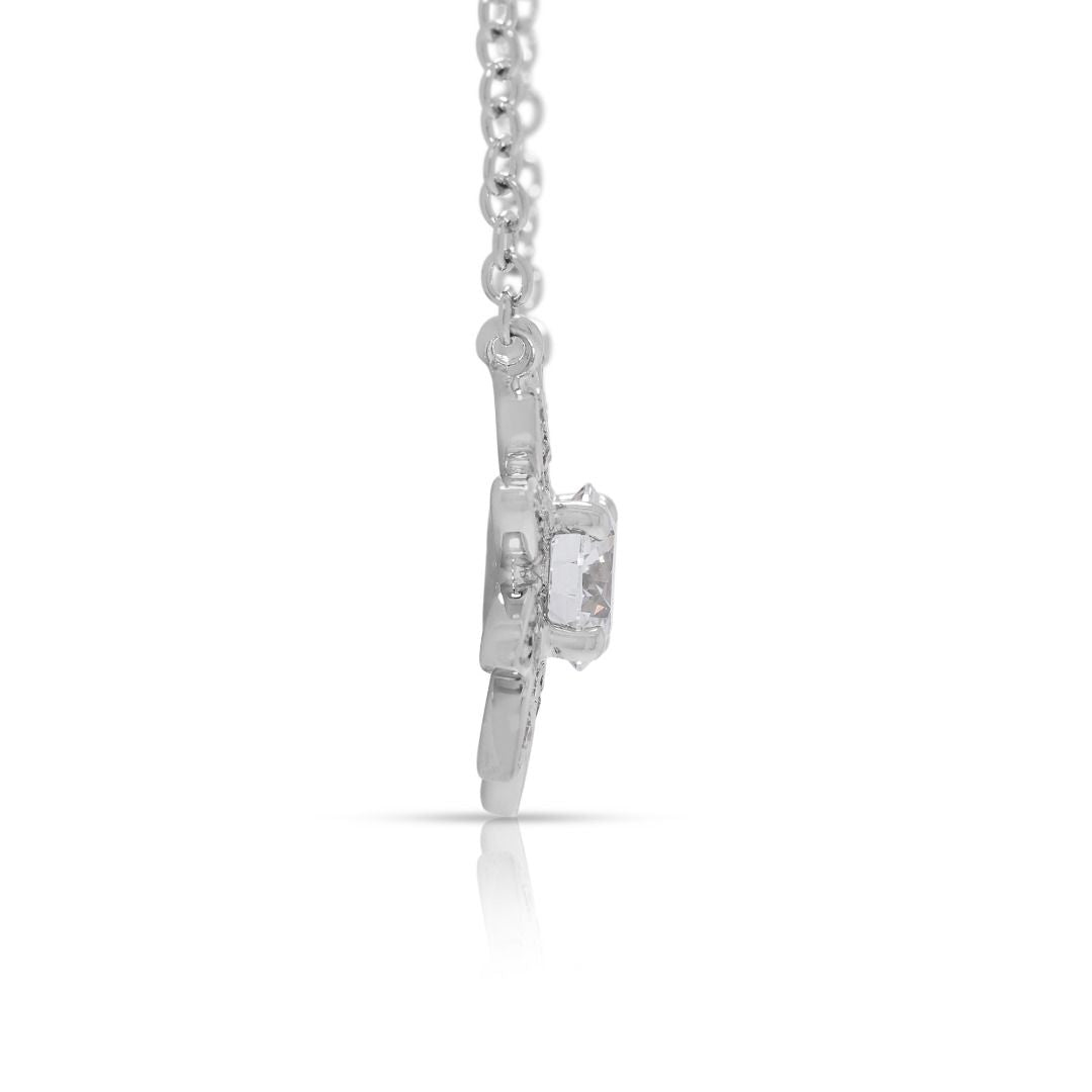 Radiant 0.75ct GIA-Certified Diamond Flower Necklace in 18K White Gold - GIA Certificate
