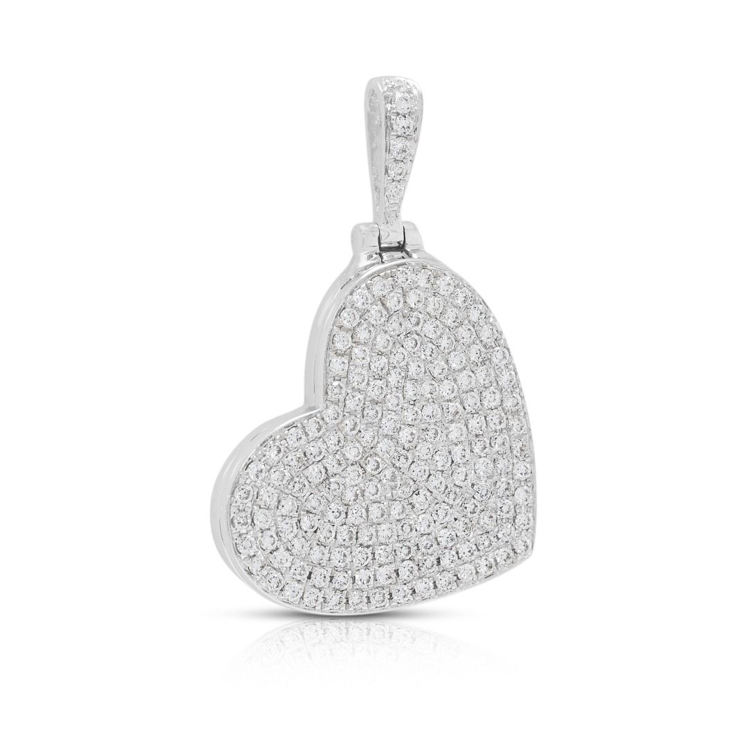 Radiant 0.83ct Natural Diamond Heart Pendant in 18K White Gold
