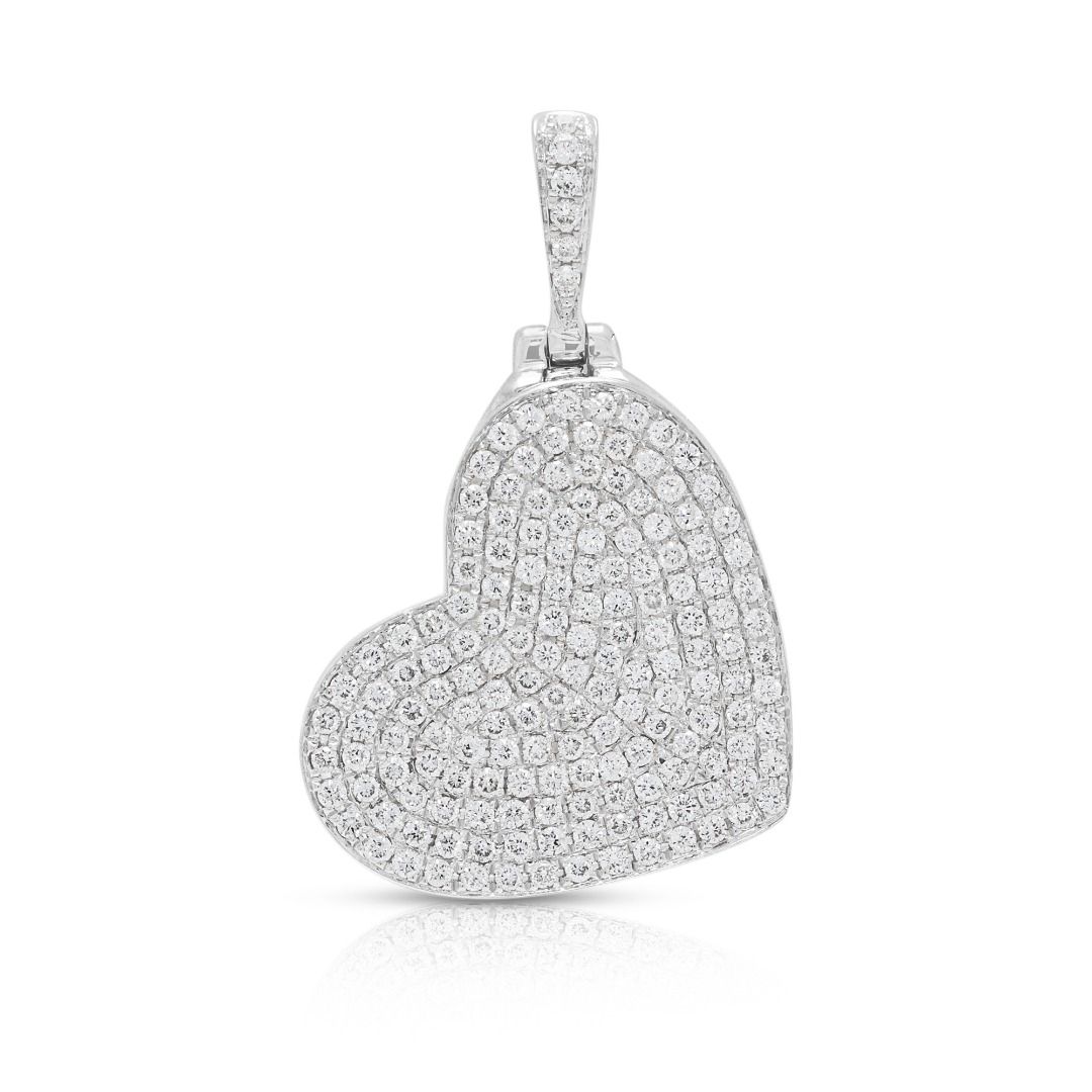 Radiant 0.83ct Natural Diamond Heart Pendant in 18K White Gold