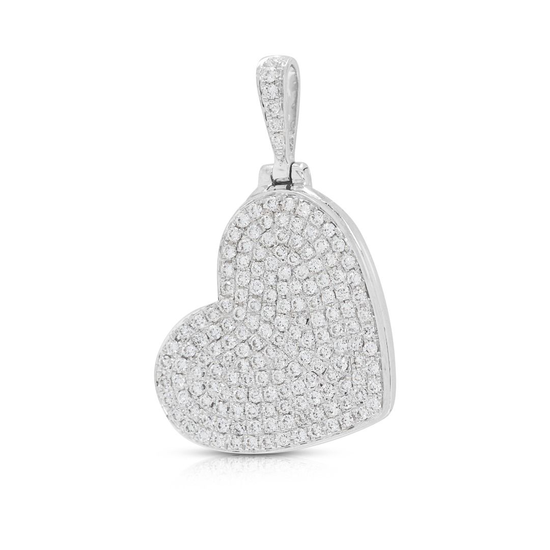 Radiant 0.83ct Natural Diamond Heart Pendant in 18K White Gold