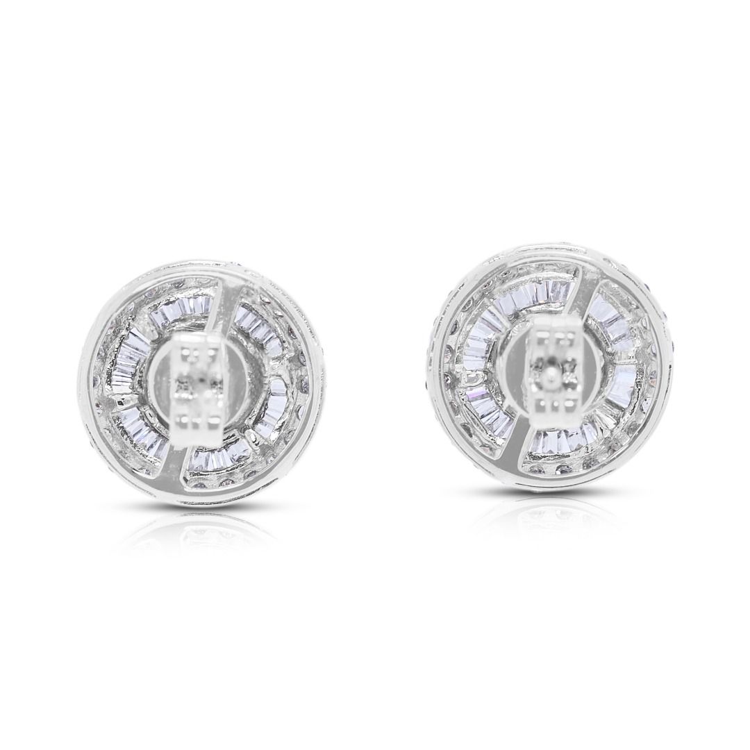 Radiant 1.00ct Diamond Halo Stud Earrings in 18K White Gold (New-Unworn)