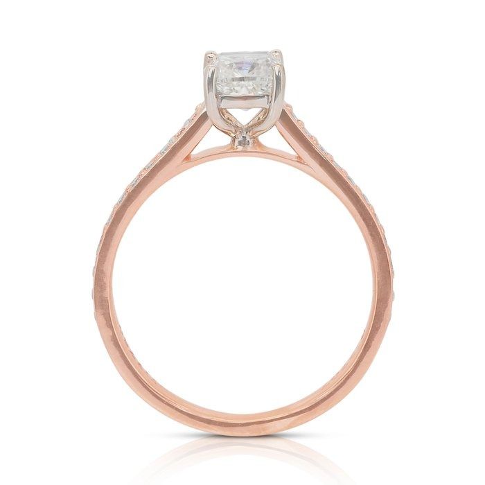 Radiant 1.24ct Diamonds Pave Ring in 18k Rose & White Gold - IGI Certified