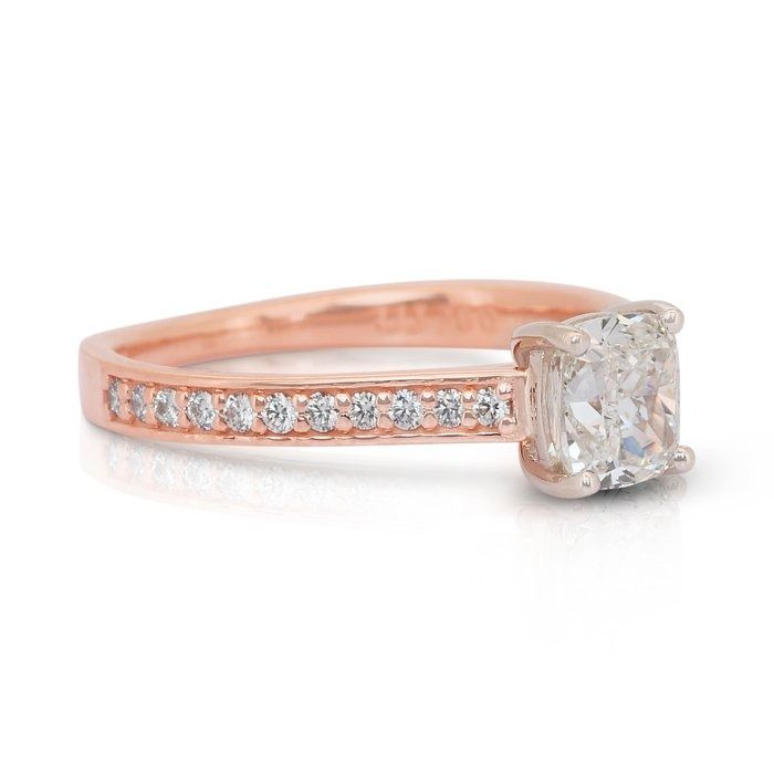 Radiant 1.24ct Diamonds Pave Ring in 18k Rose & White Gold - IGI Certified