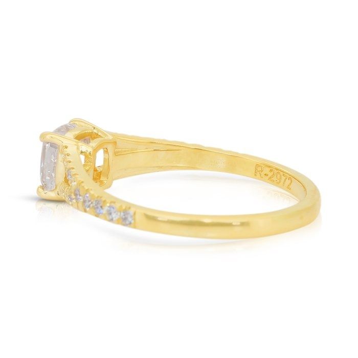 Radiant 1.26ct Diamonds Pave Ring in 18k Yellow Gold - IGI Certified