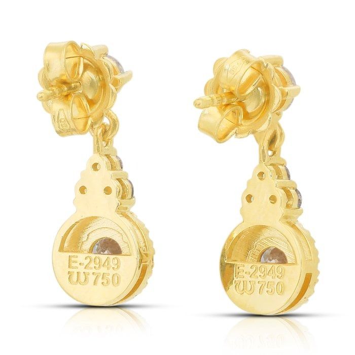 Radiant 1.46ct Diamonds Drop Earrings in 18k Yellow Gold - IGI Certified