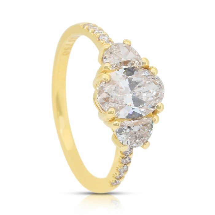 Radiant 1.76ct Diamonds 3-Stone Ring in 18k Yellow Gold - IGI Certified