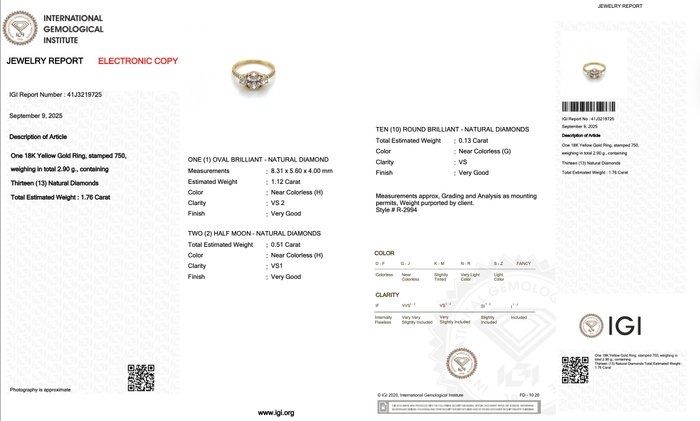 Radiant 1.76ct Diamonds 3-Stone Ring in 18k Yellow Gold - IGI Certified