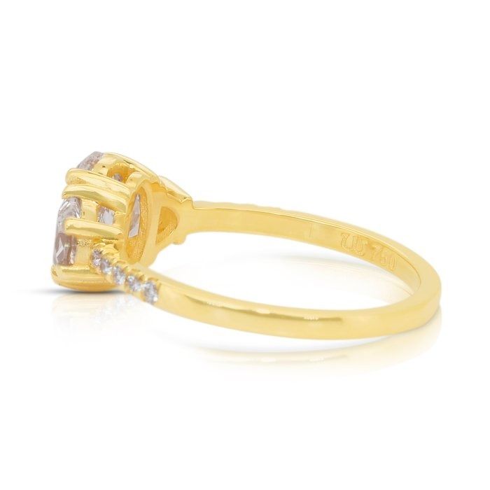 Radiant 1.76ct Diamonds 3-Stone Ring in 18k Yellow Gold - IGI Certified