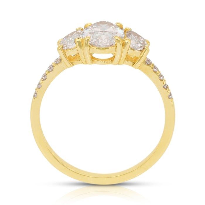 Radiant 1.76ct Diamonds 3-Stone Ring in 18k Yellow Gold - IGI Certified