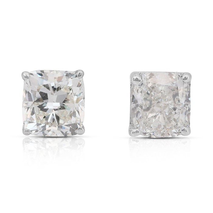 Radiant 2.03ct Diamonds Stud Earrings in 18k White Gold - IGI Certified